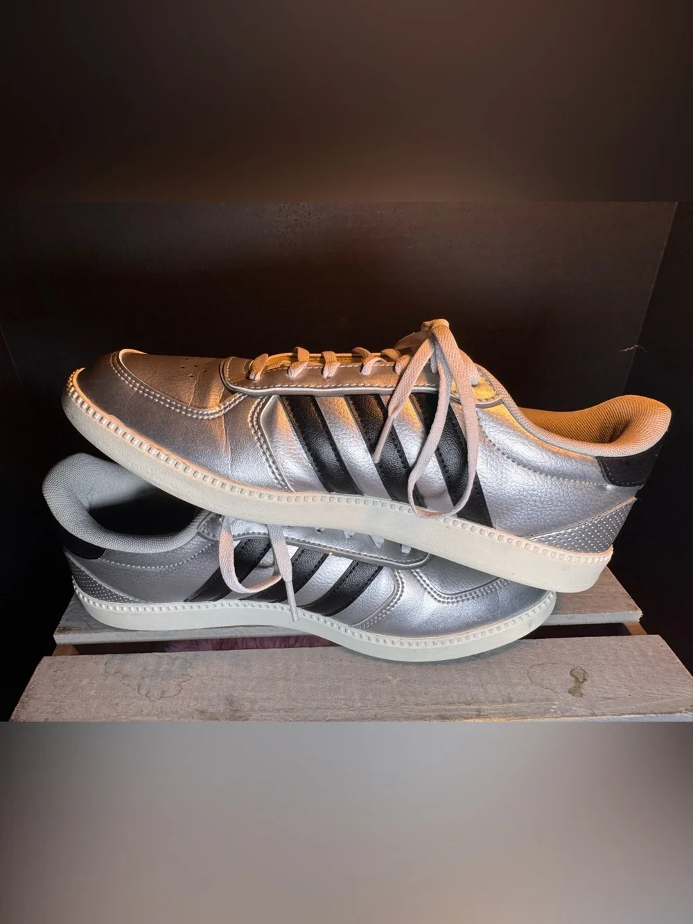 Adidas Breaknet Sleek Shoes Womens Size 9 Matte Silver / Core Black / Off White